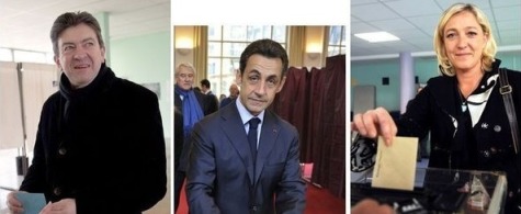 Melenchon, Sarkozy et Le Pen